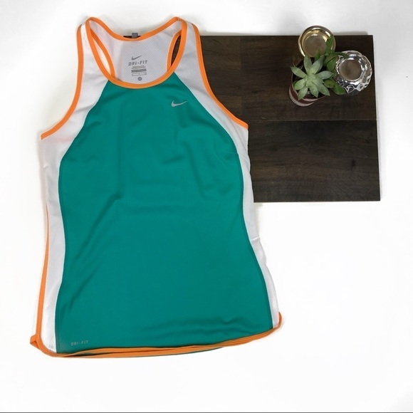 Nike Dri Fit Turquoise & Orange Tank Top #529
